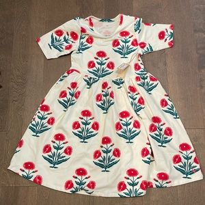 NWT - Pink Chicken dress - 10y - white with red and green floral print